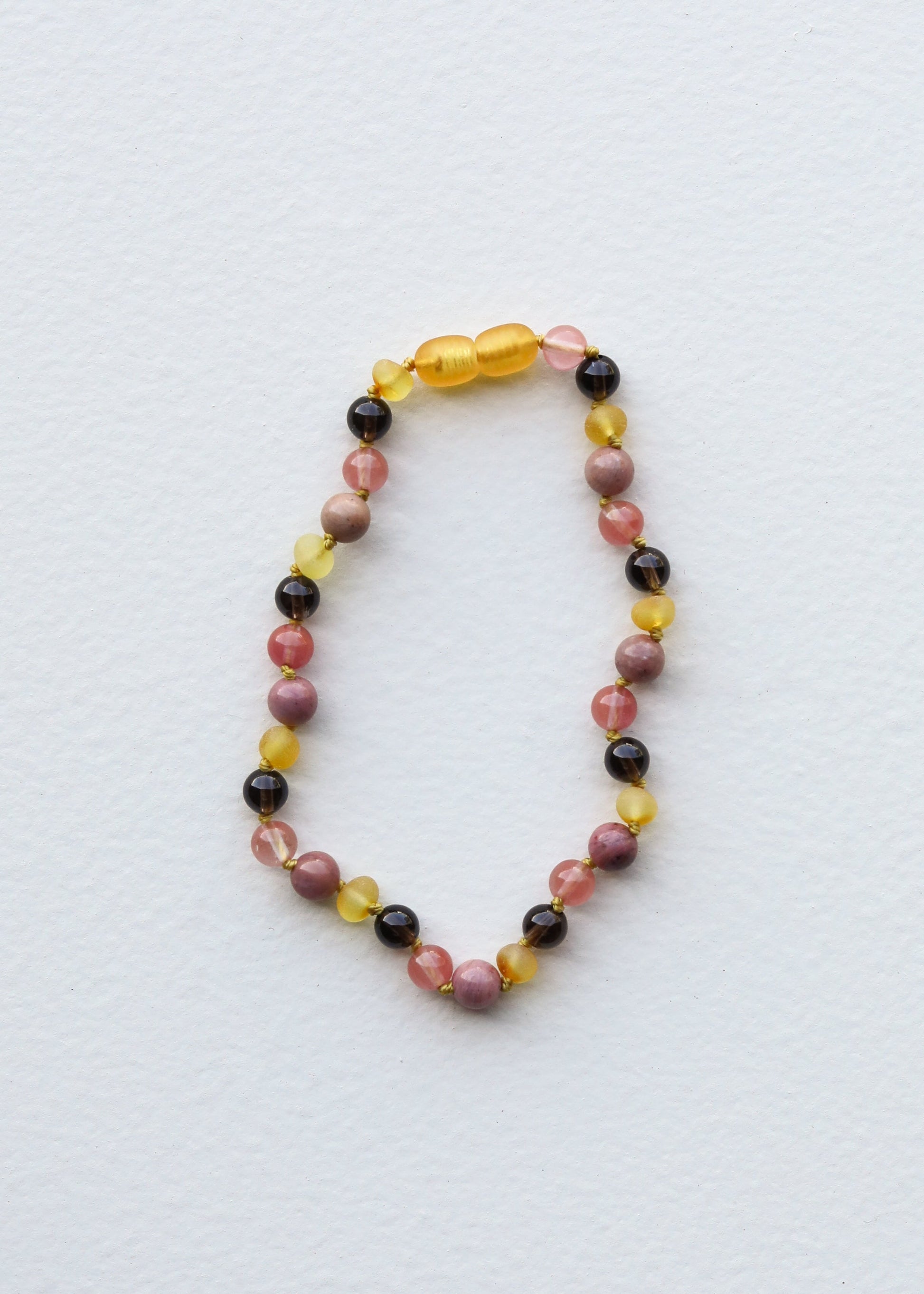 Raw Honey Baltic Amber : Smokey Quartz + Rhodonite || Necklace - Korvel
