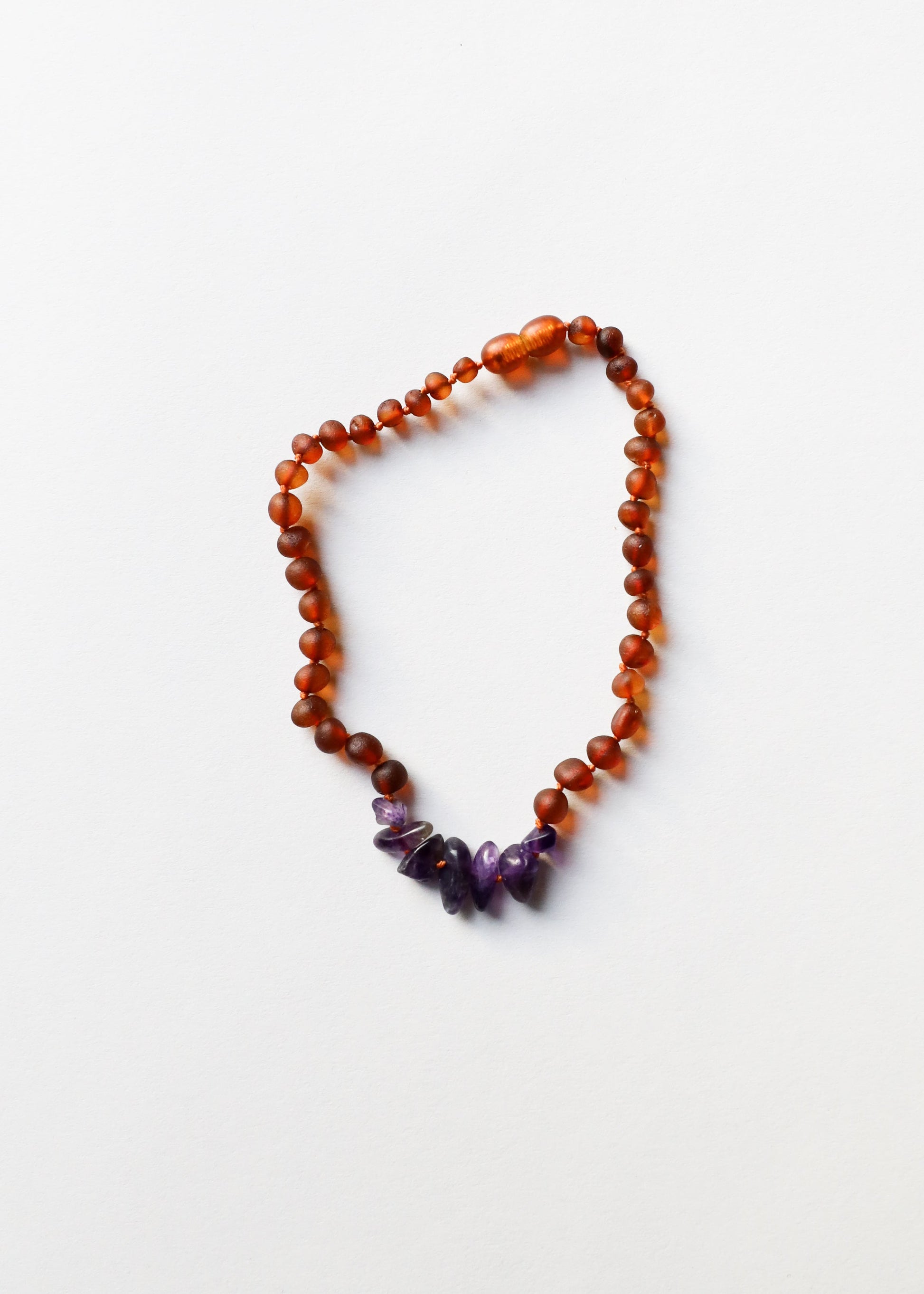 Raw Cognac Baltic Amber + Raw Amethyst || Necklace - Korvel