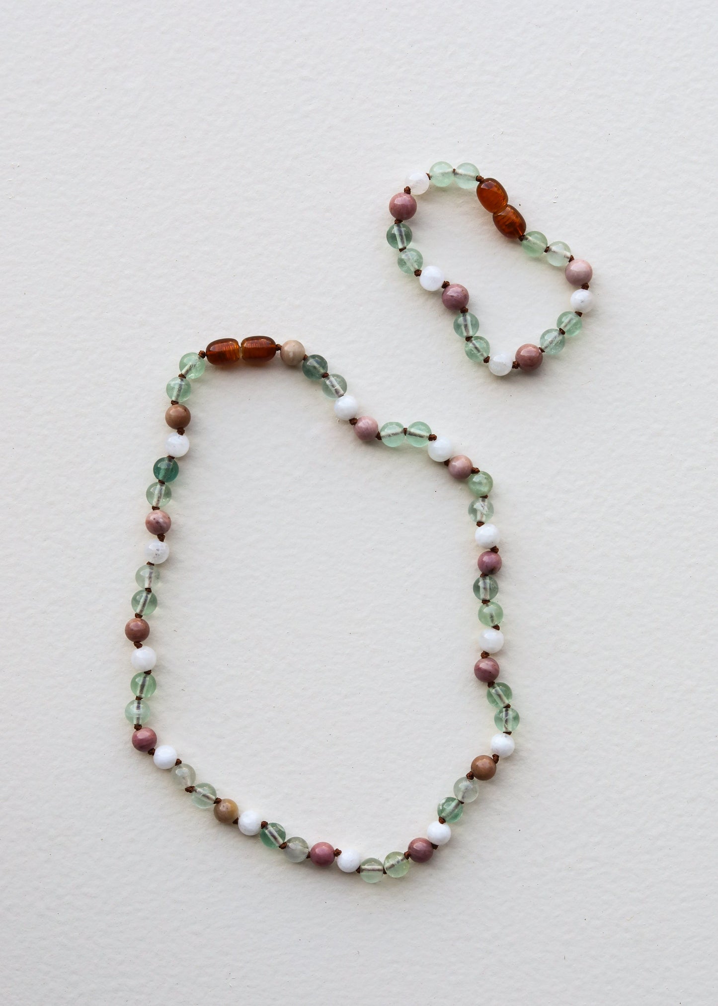 Bracelet en Fluorite, Pierre de Lune et Rhodonite