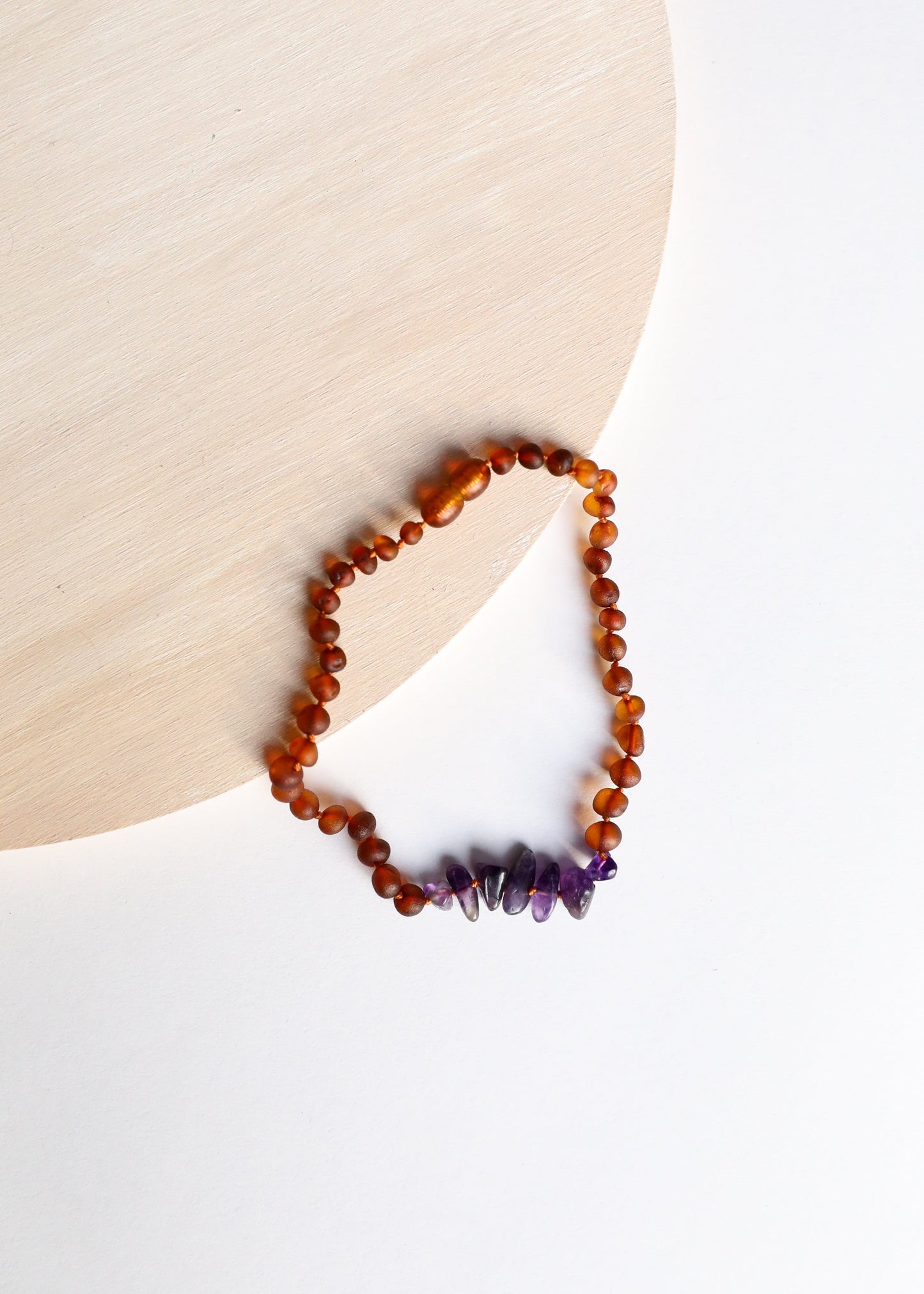 Raw Cognac Baltic Amber + Raw Amethyst || Necklace - Korvel