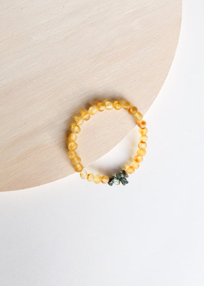 Pulsera de Ámbar Báltico Crudo y Jaspe Turquesa