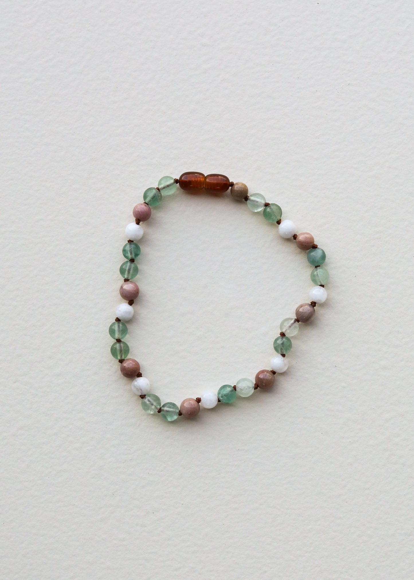 Bracelet en Fluorite, Pierre de Lune et Rhodonite