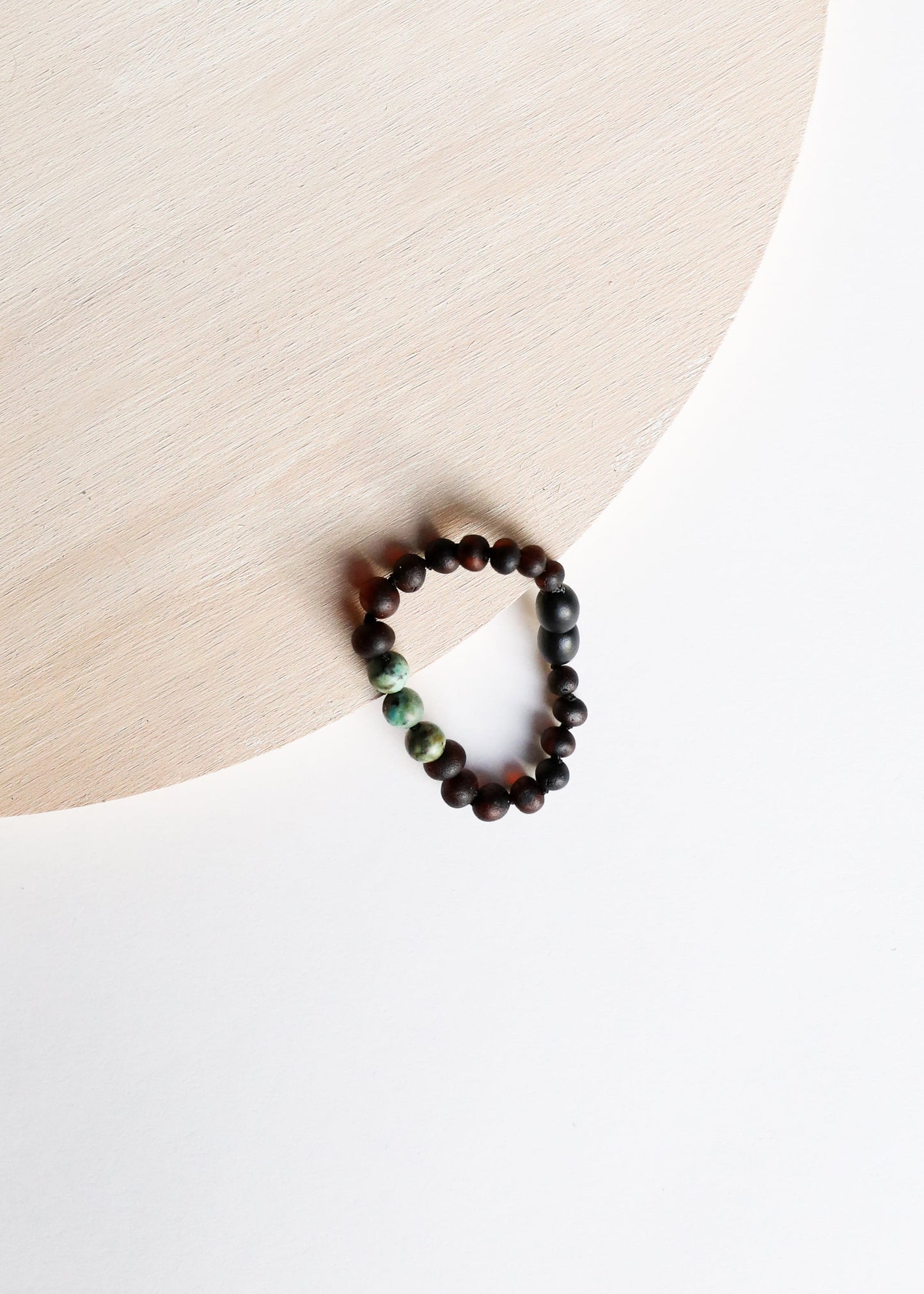 Bracelet/Anklet en Ambre Noir de la Baltique et Jaspe Turquoise