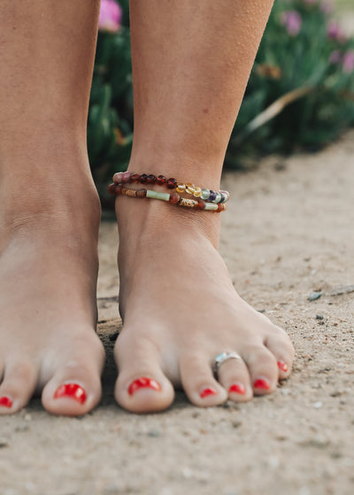 Raw Baltic Sea Amber + Stone Rainbow || Anklet • Bracelet - Korvel