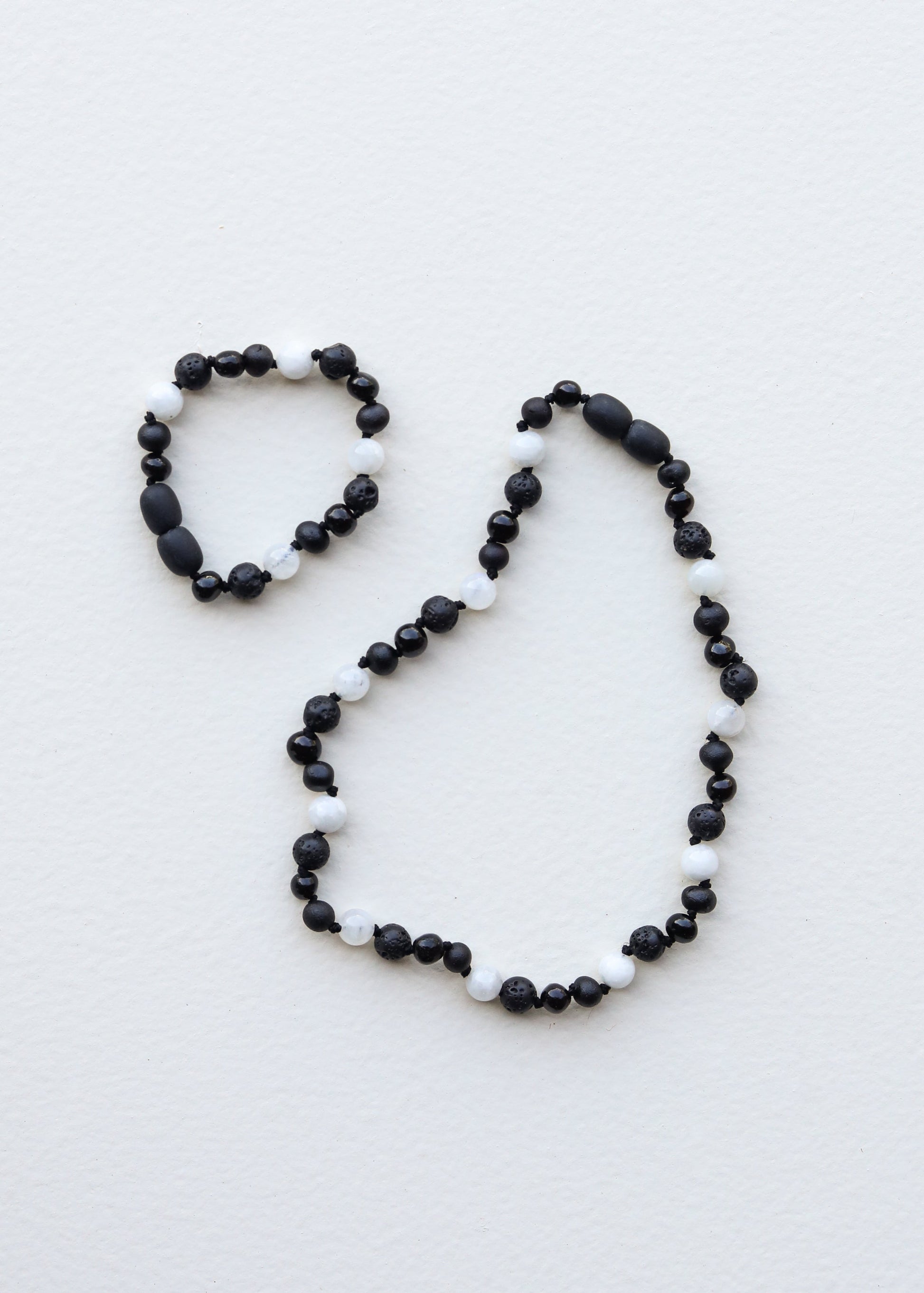 Raw Black Baltic Amber + Moonstone || Necklace - Korvel