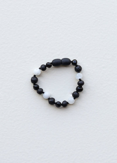 Raw Black Baltic Amber & Moonstone Bracelet/Anklet