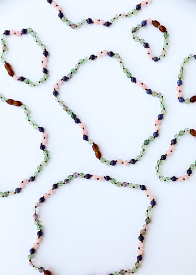 Fluorite + Lapis Lazuli + Rose Quartz || Gemstone Necklace - Korvel