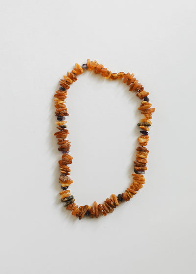 Premium Raw Baltic Amber & Amethyst Pet Necklace