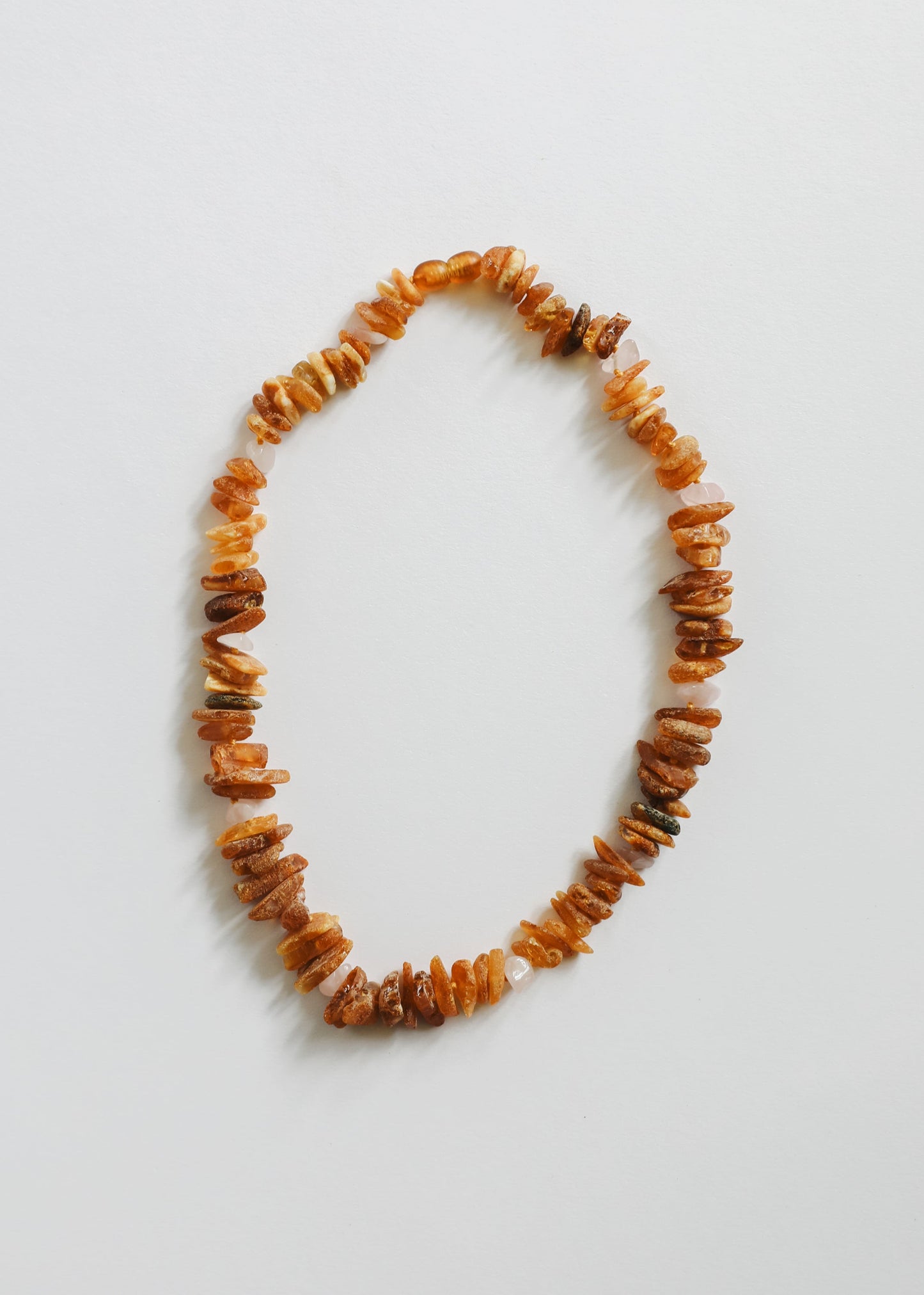 Premium Raw Baltic Amber & Rose Quartz Pet Necklace