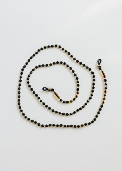 Baltic Sea Amber Beaded Eyeglass Necklace - Natural Black