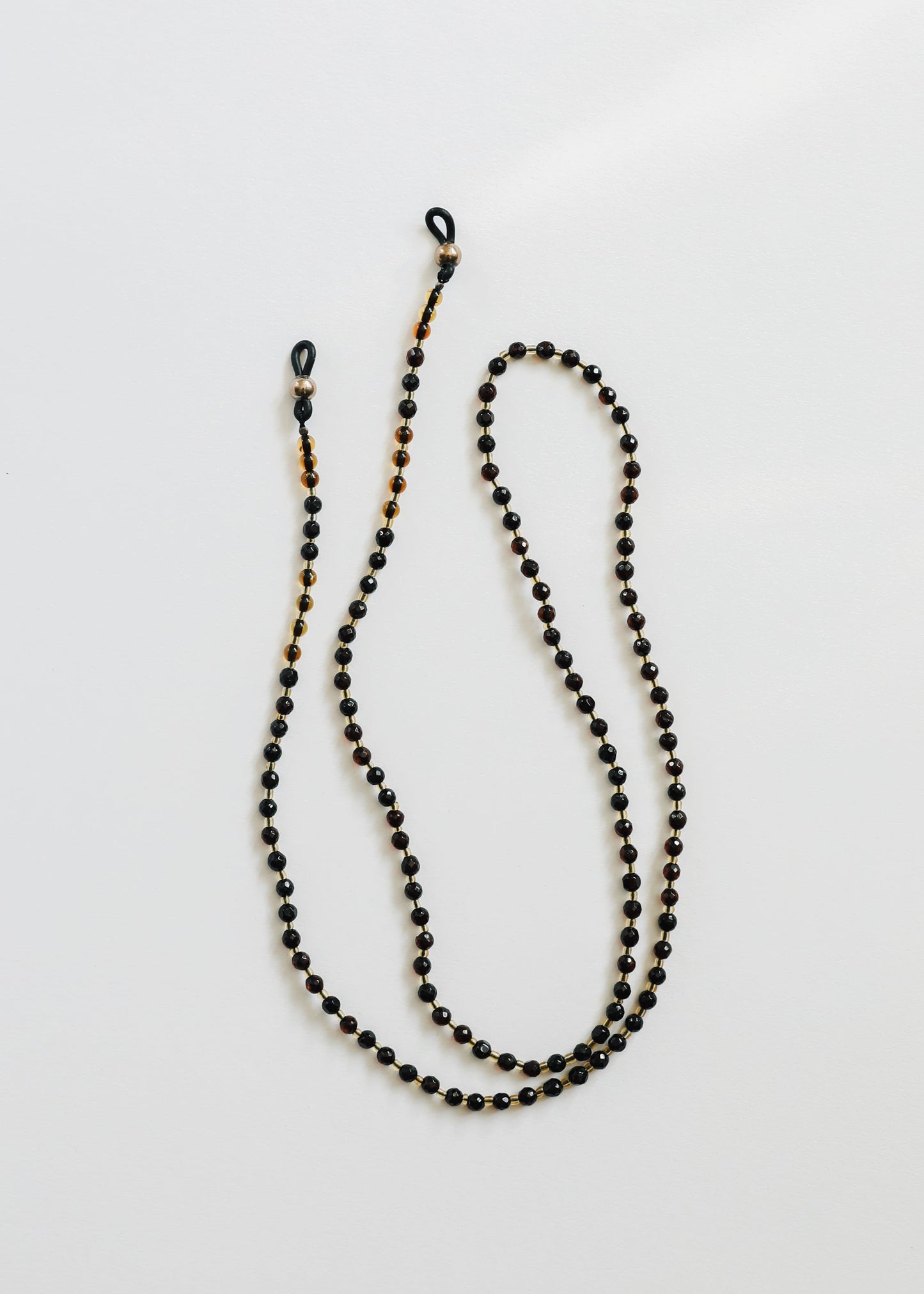 Collier de lunettes en ambre de la mer Baltique - Noir naturel
