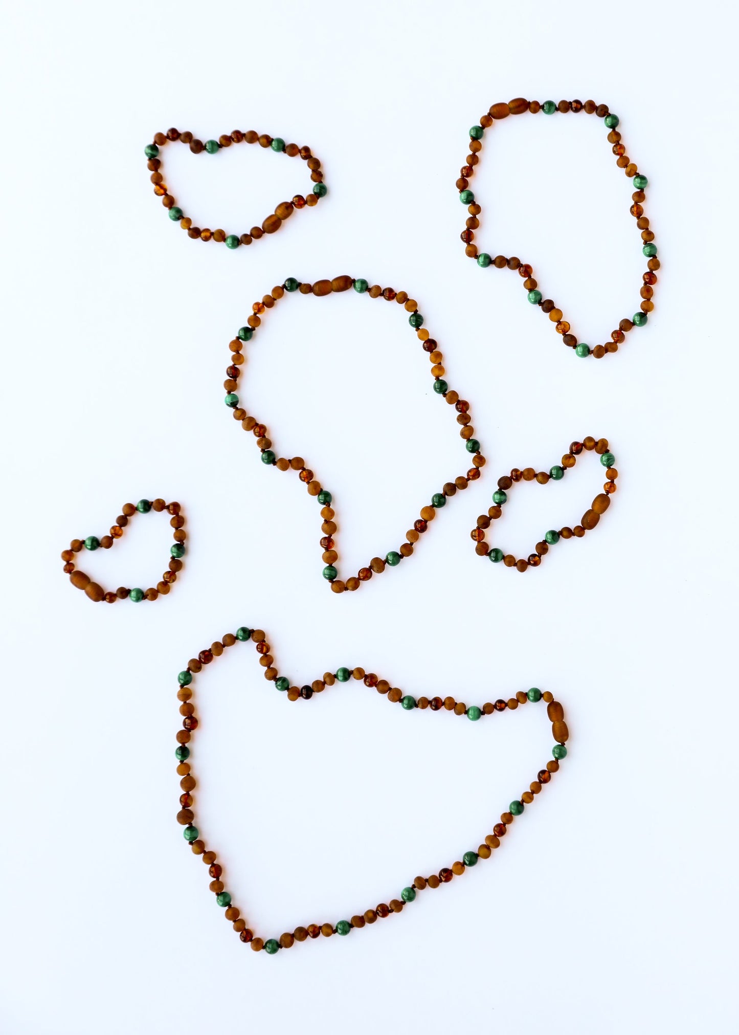 Collier Halo en Ambre de la Mer Baltique et Malachite