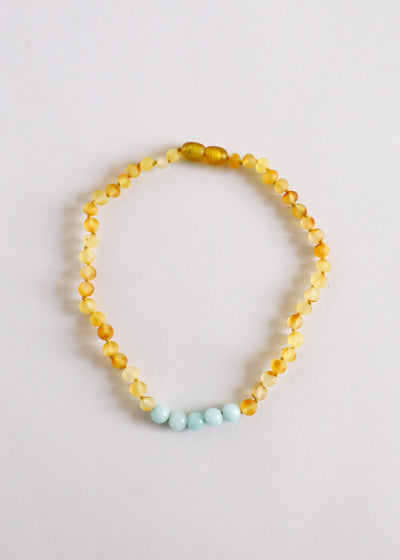 Raw Honey Baltic Amber + Amazonite || Necklace - Korvel
