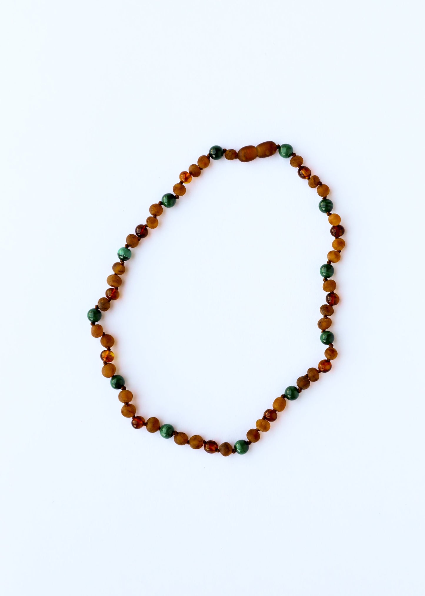 Collier Halo en Ambre de la Mer Baltique et Malachite