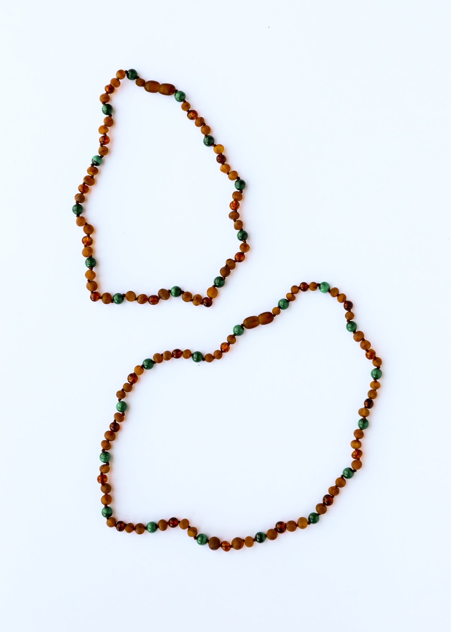 Collier Halo en Ambre de la Mer Baltique et Malachite