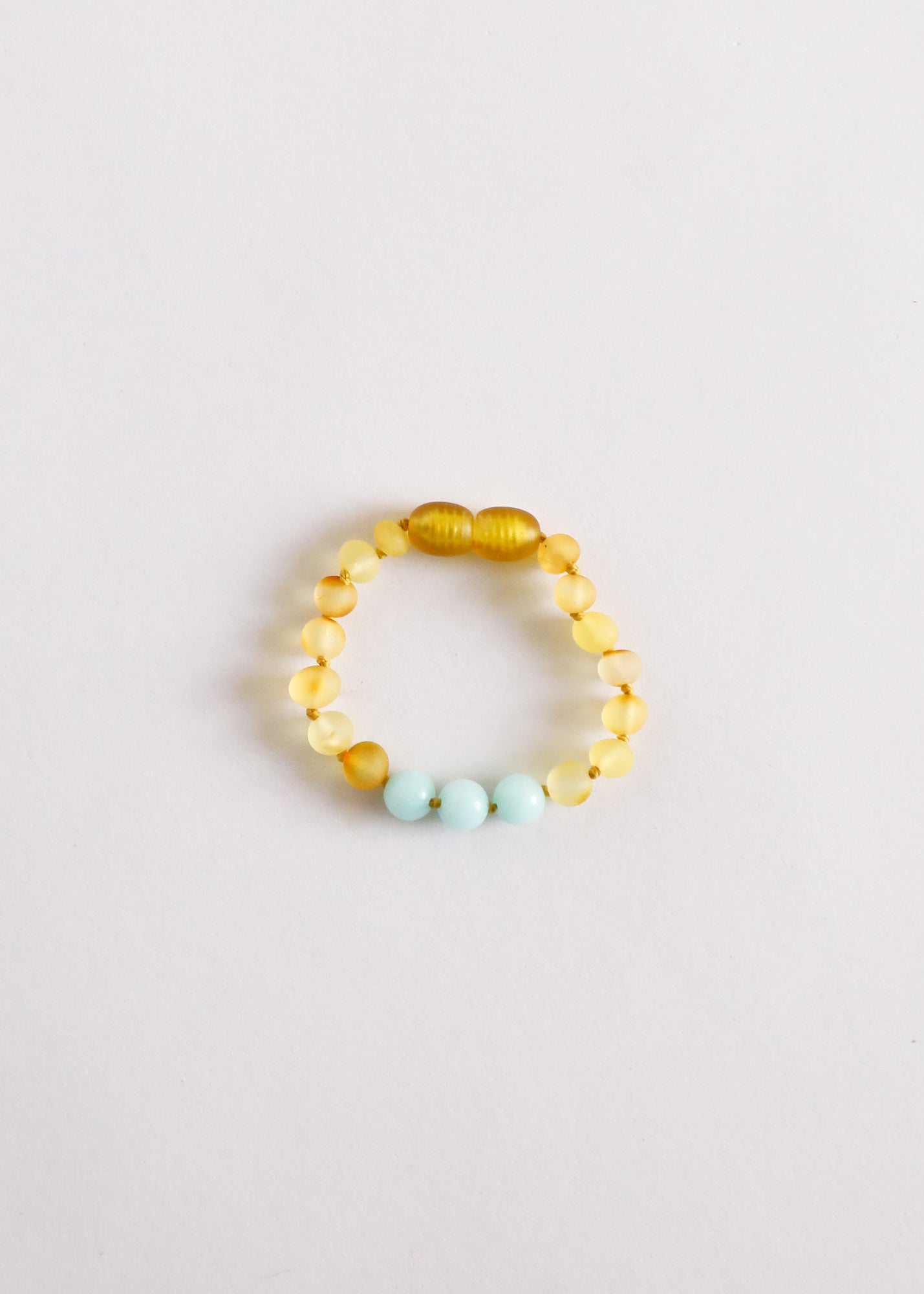 Bracelet/Anklet en Ambre Baltique Miel Brut et Amazonite