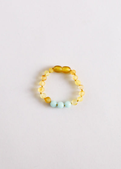 Raw Honey Baltic Amber & Amazonite Bracelet/Anklet
