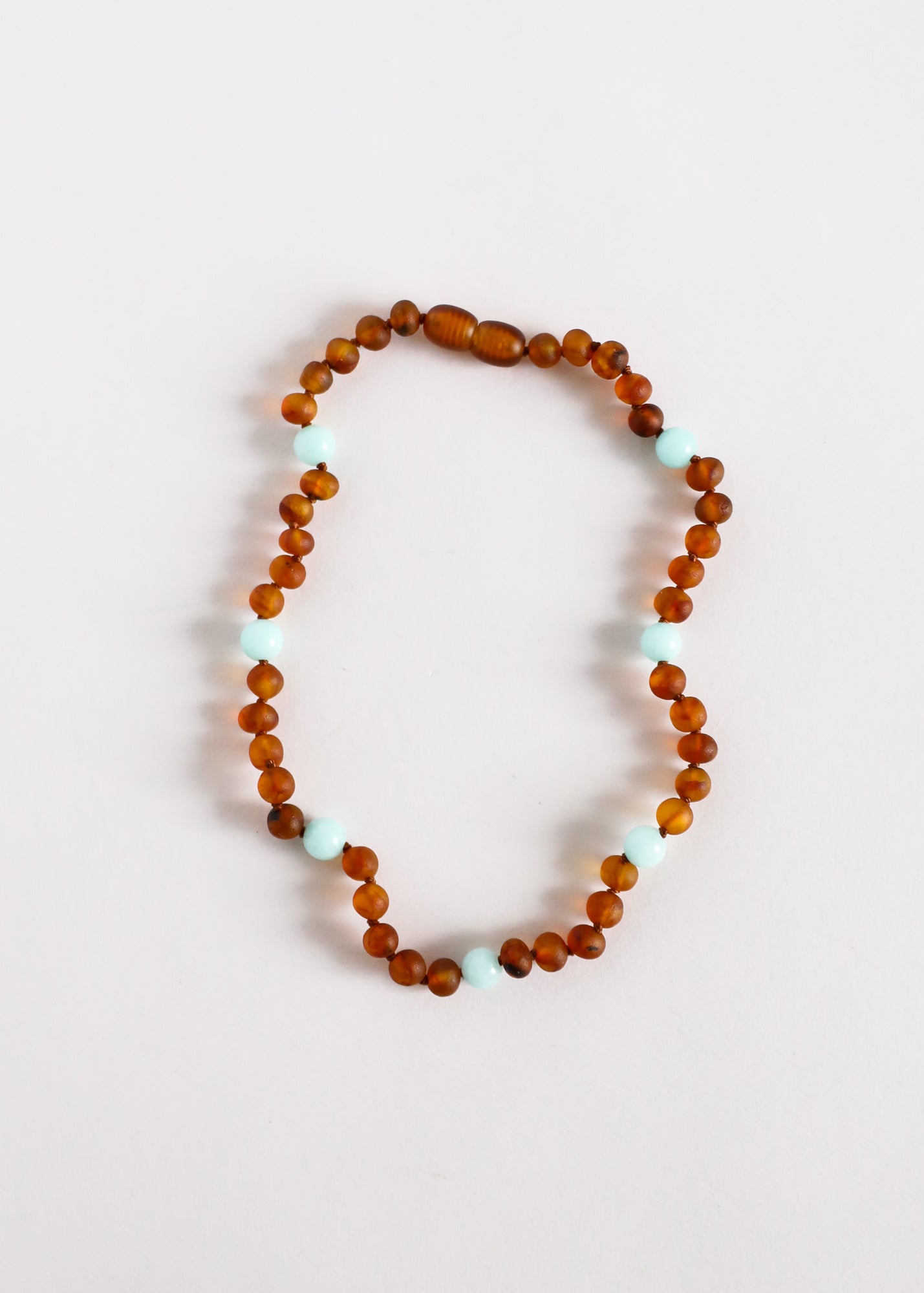 Raw Cognac Baltic Amber & Amazonite Halo Necklace