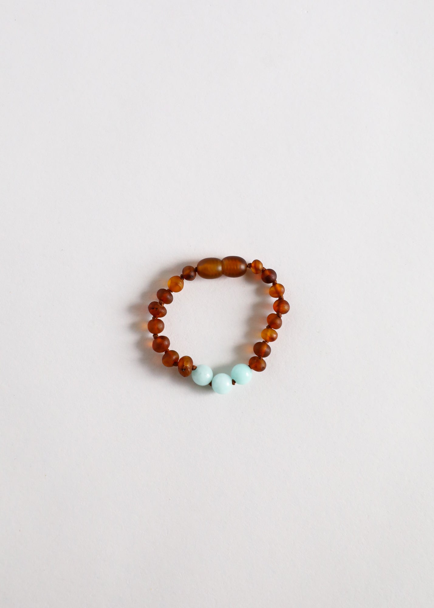 Tobillera o pulsera de ámbar báltico crudo y amazonita