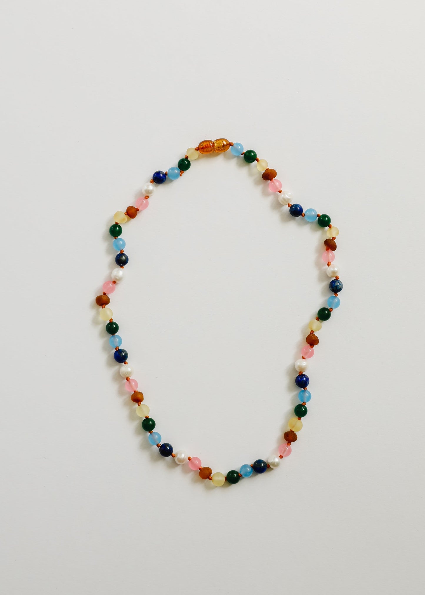 Raw Baltic Amber and Pearl Necklace with Pink Gemstones