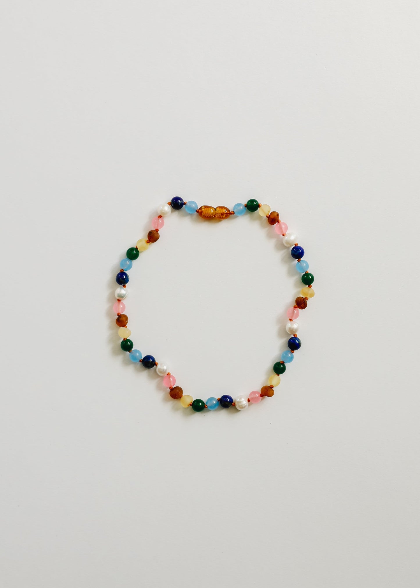 Raw Baltic Amber and Pearl Necklace with Pink Gemstones