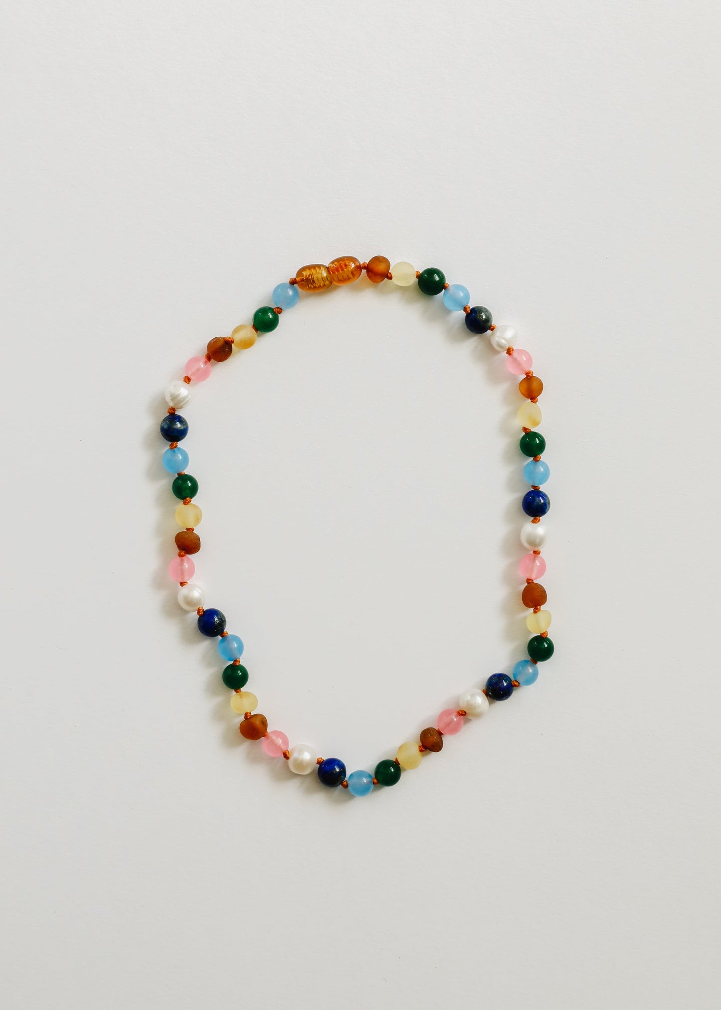 Raw Baltic Amber and Pearl Necklace with Pink Gemstones