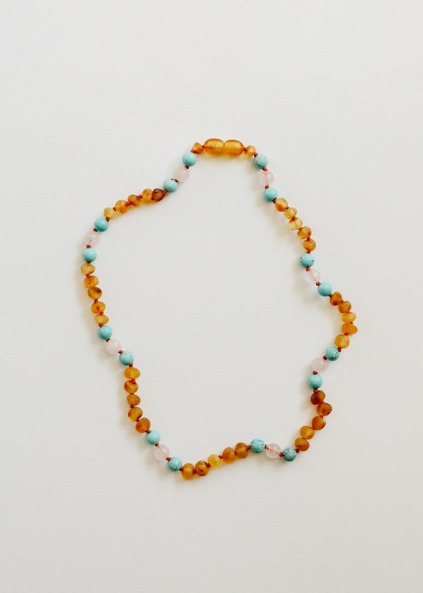 Raw Honey Baltic Amber and Natural Turquoise + Rose Quartz || Necklace - Korvel