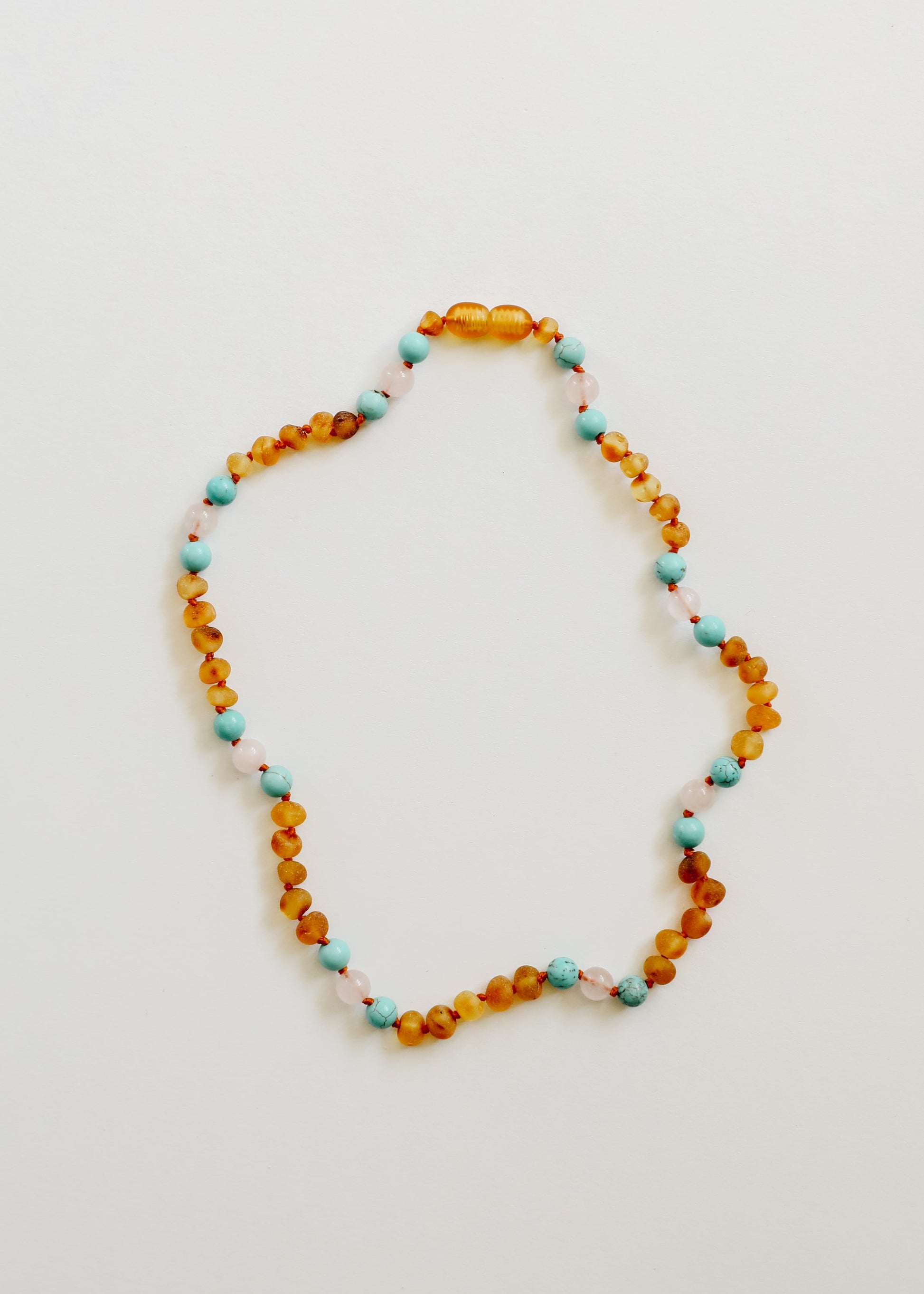 Raw Honey Baltic Amber and Natural Turquoise + Rose Quartz || Necklace - Korvel