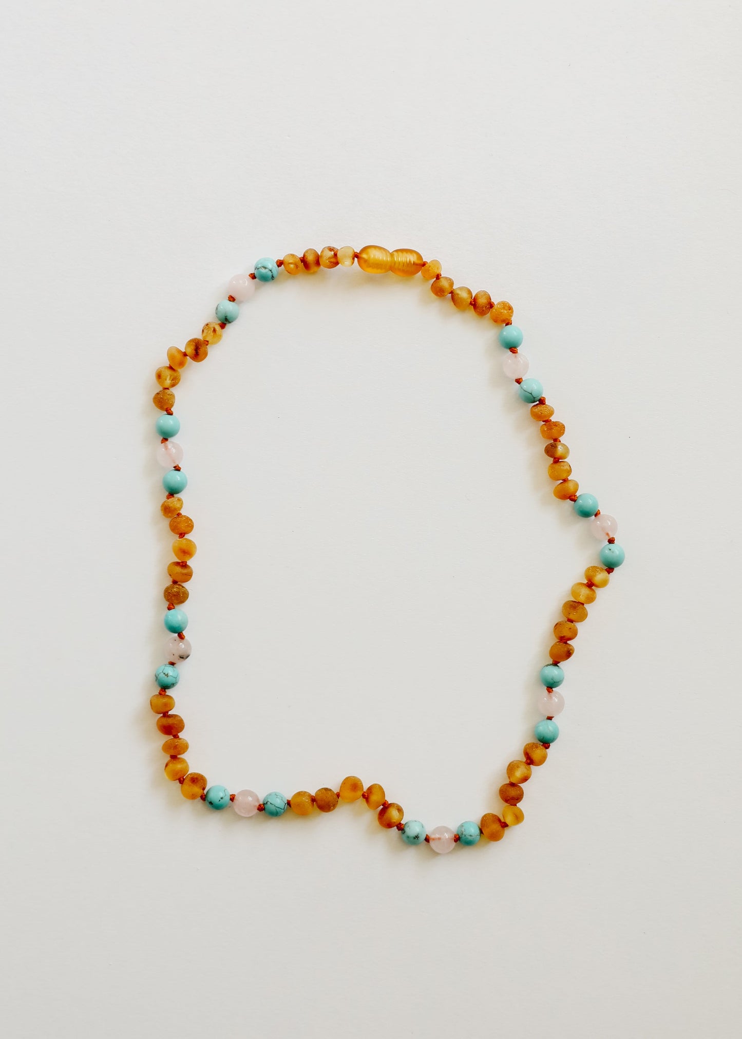 Raw Honey Baltic Amber and Natural Turquoise + Rose Quartz || Necklace - Korvel