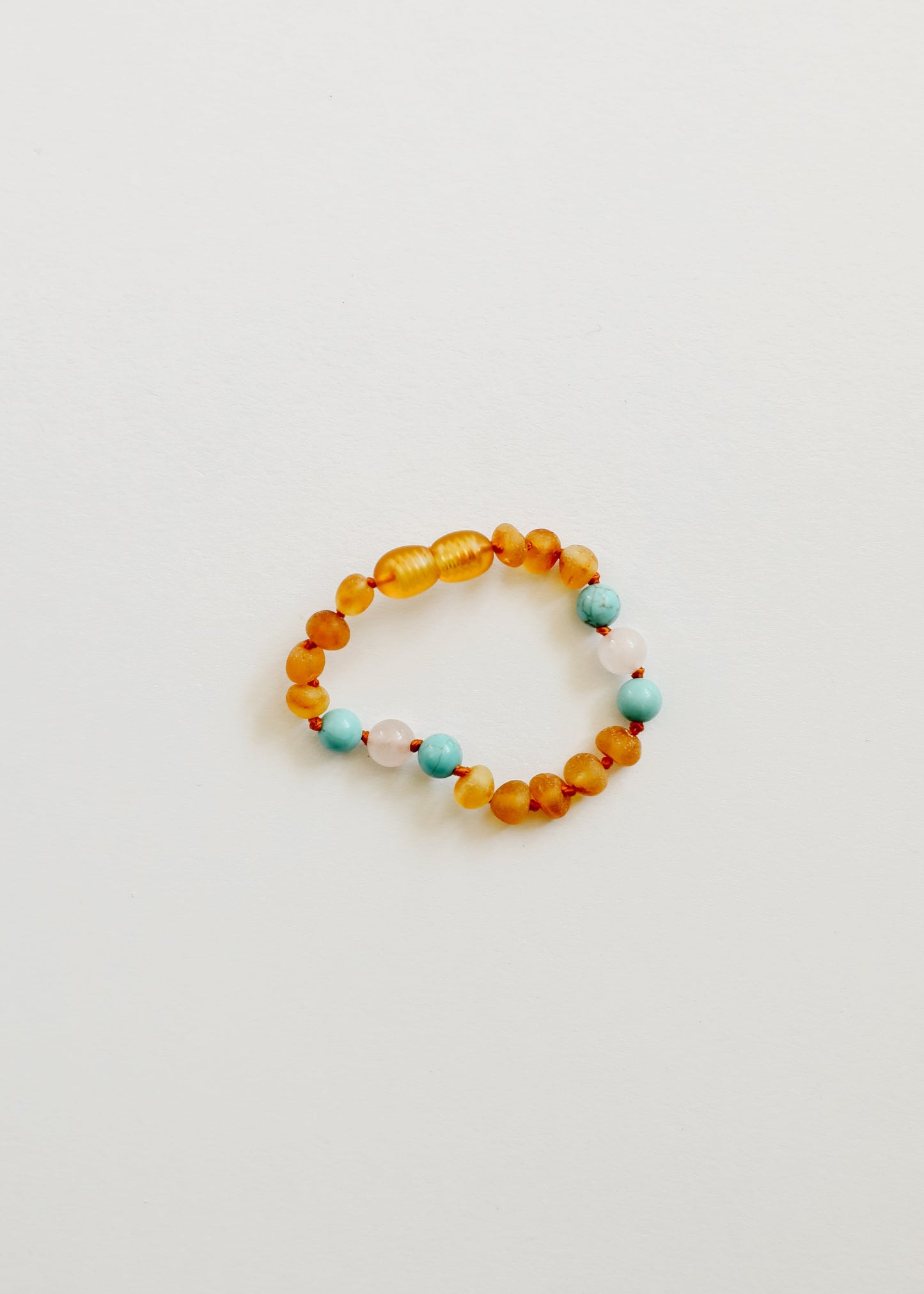 Bracelet/Anklet en Ambre Baltique Miel et Turquoise Naturelle