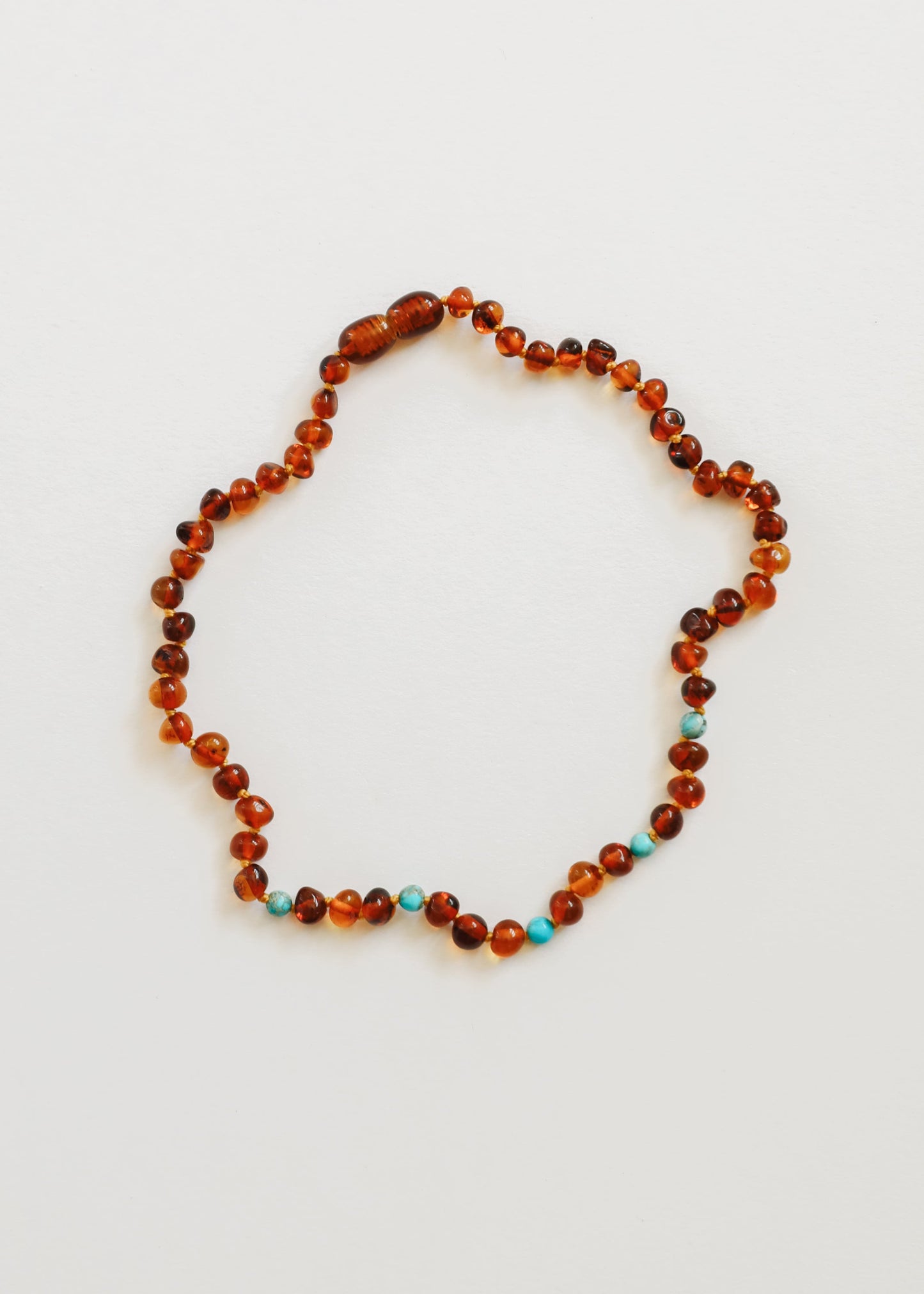 Cognac Baltic Amber and Natural Turquoise || Necklace - Korvel