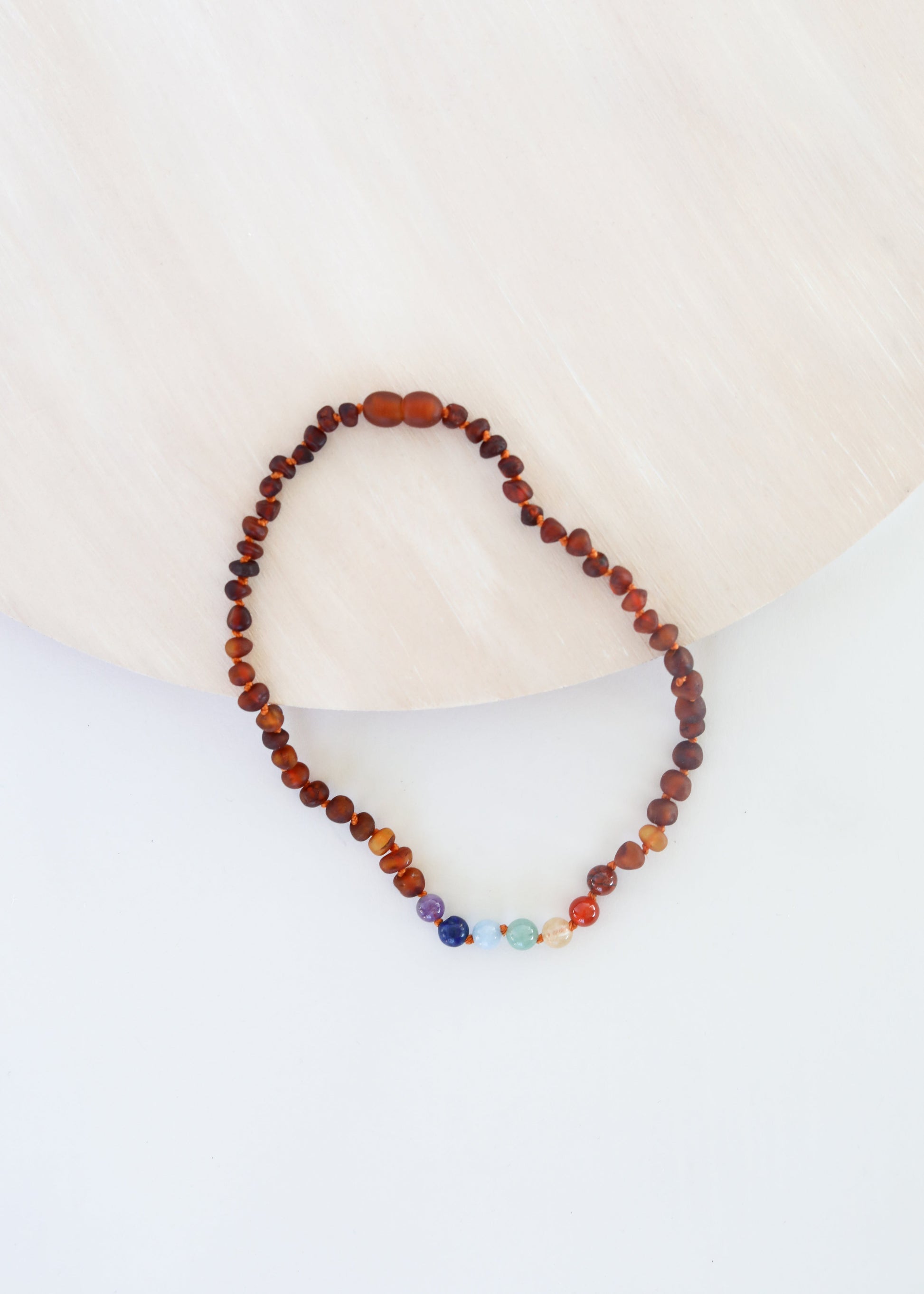 Raw Cognac Baltic Amber + CHAKRA Crystals || Necklace - Korvel