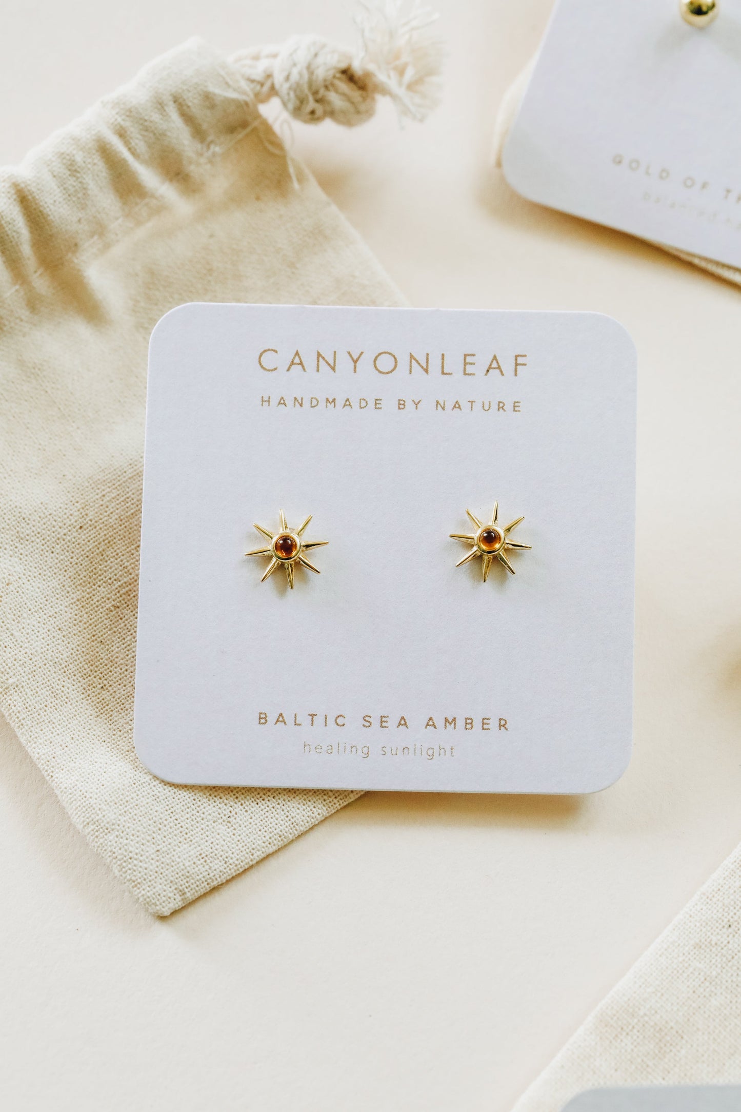 Boucles d'oreilles en ambre de la mer Baltique et vermeil d'or 18K Sunshine