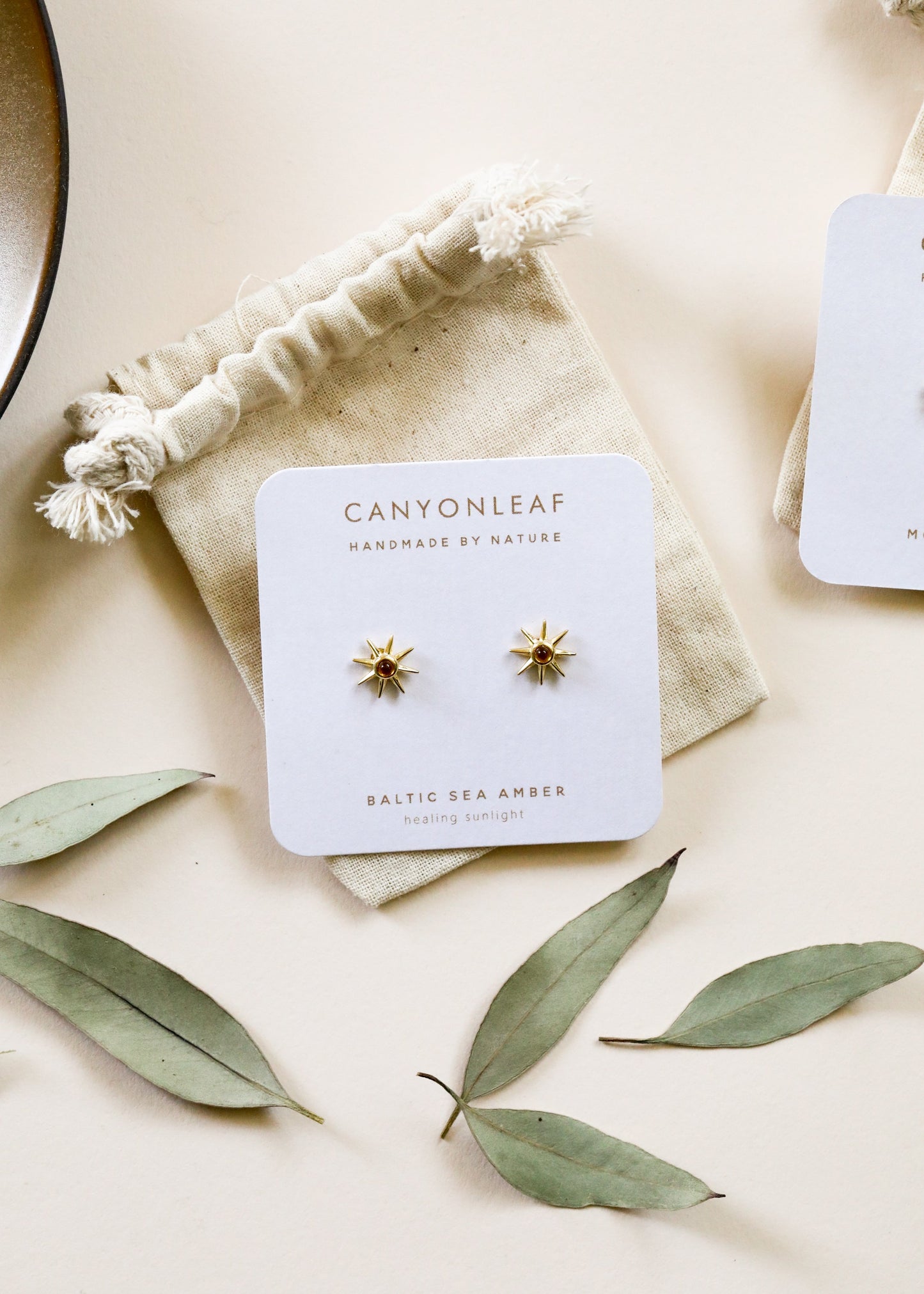 Boucles d'oreilles en ambre de la mer Baltique et vermeil d'or 18K Sunshine