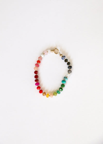 Natural Gemstone Bracelet with 14k Gold Filled Toggle