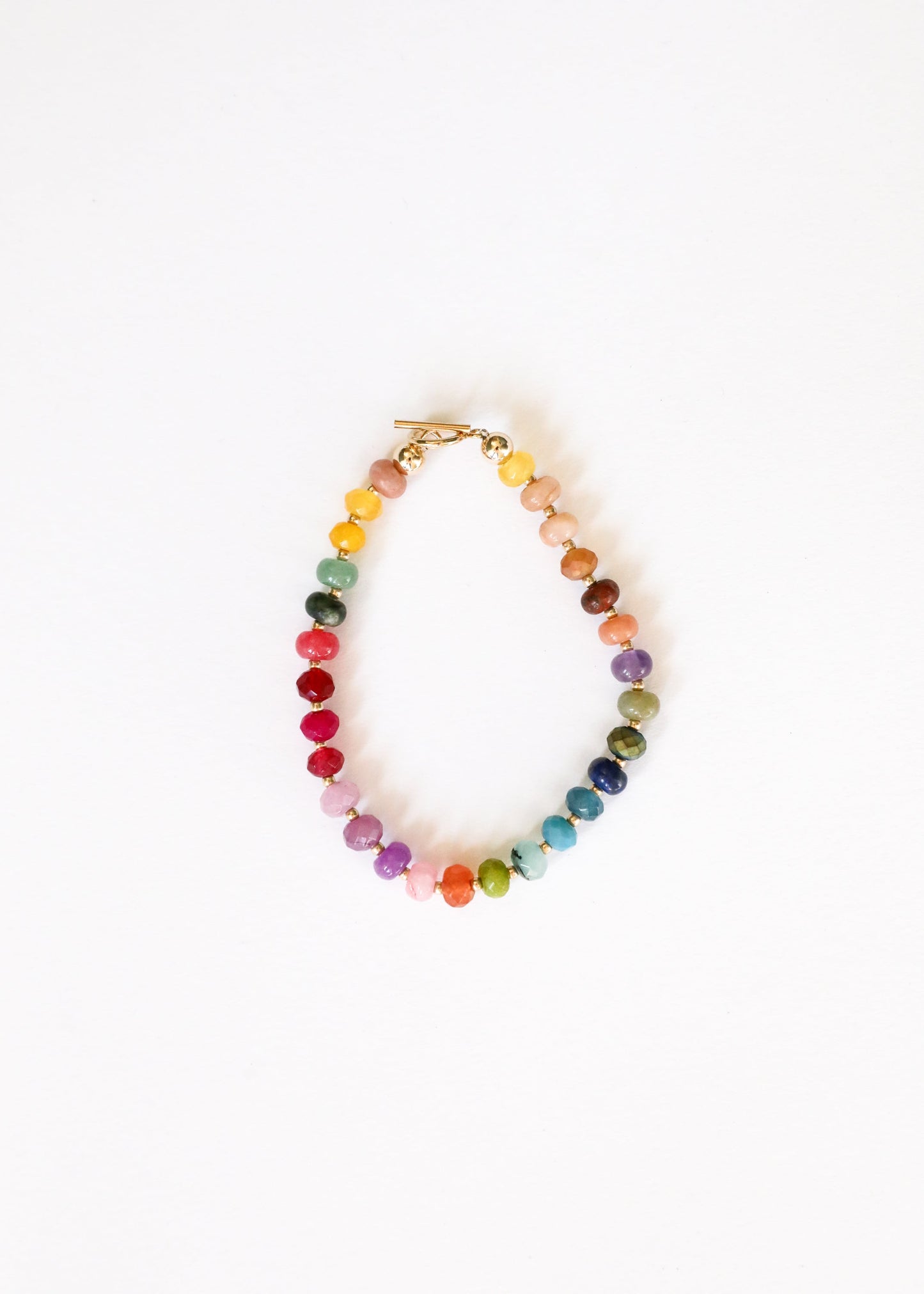 Natural Gemstone Bracelet with 14k Gold Filled Toggle