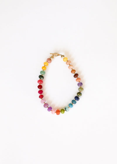 Natural Gemstone Bracelet with 14k Gold Filled Toggle