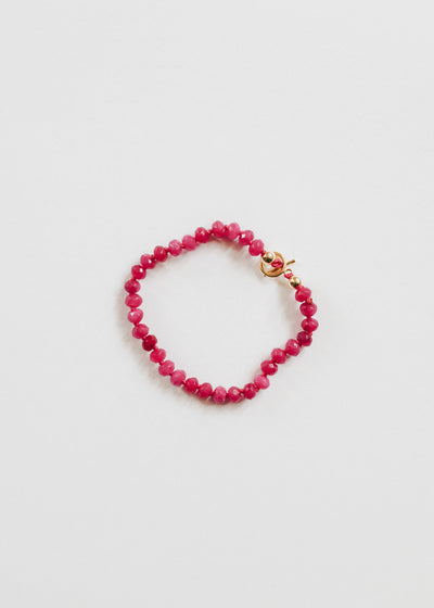 Pulsera/Anklet de Jade Rosa y Oro Relleno de 14k