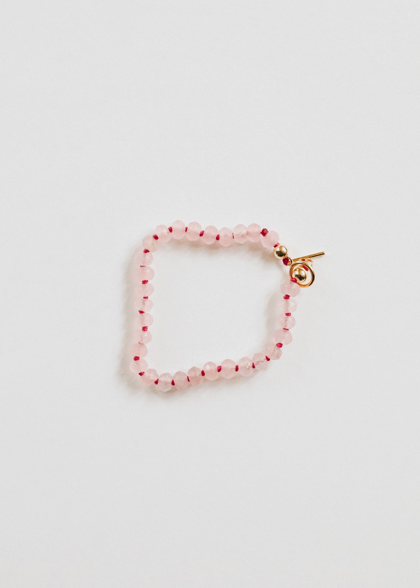 Natural Rose Quartz & 14k Gold Filled Toggle Bracelet