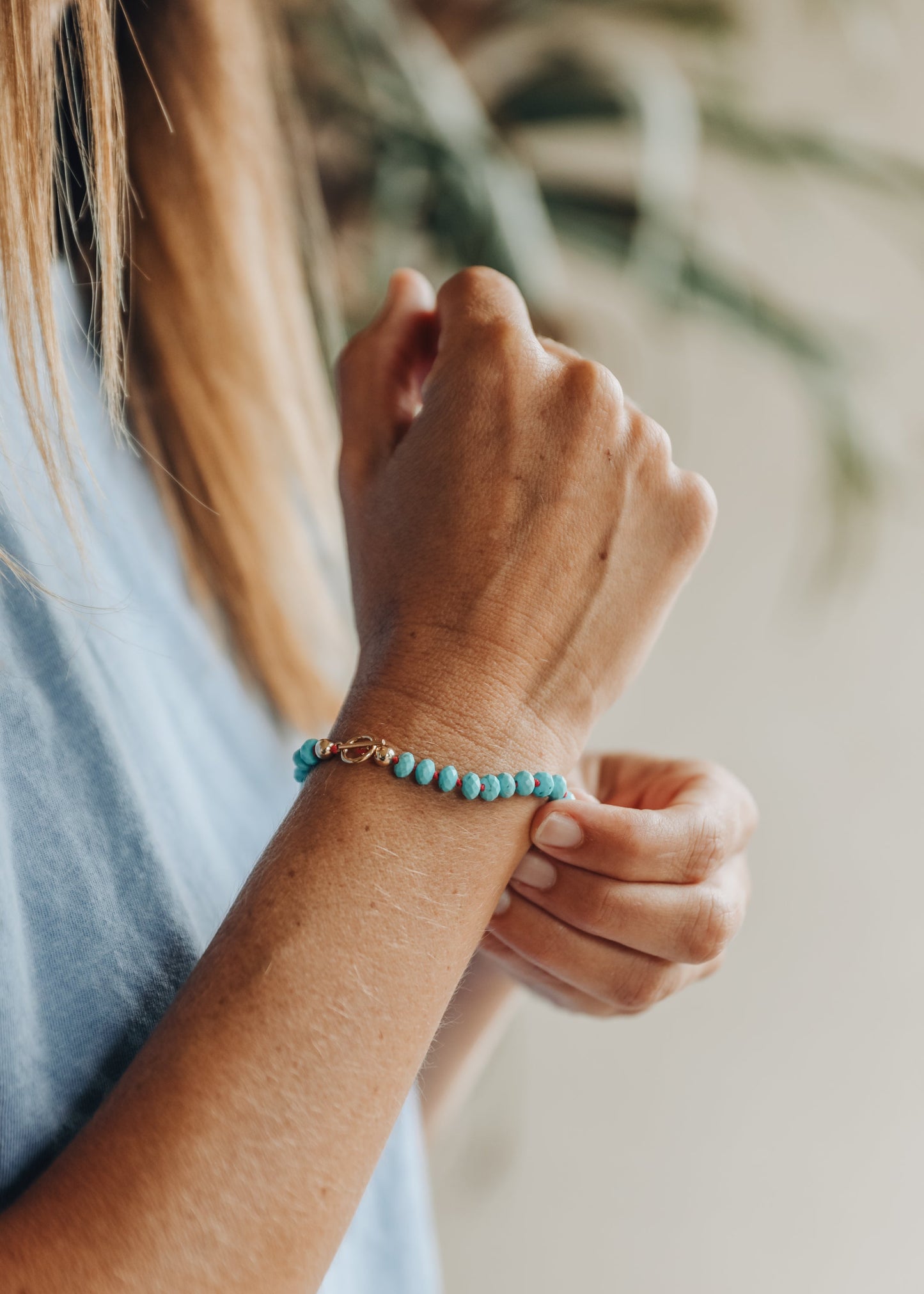 Turquoise & 14k Gold Filled Toggle Bracelet or Anklet