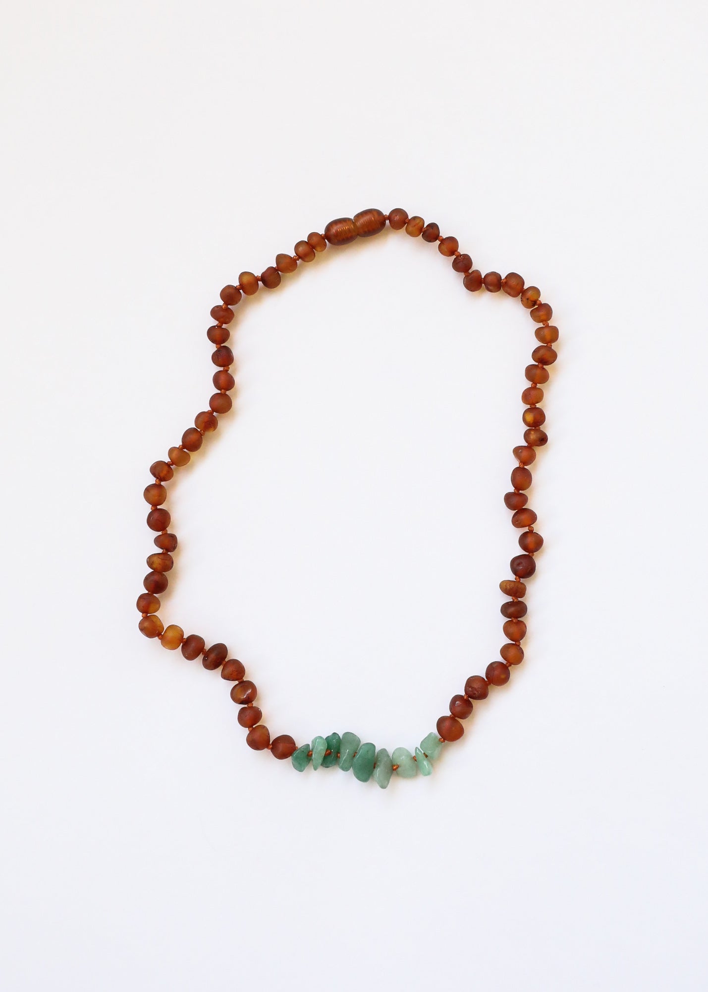 Collier en Ambre Cognac Brut de la Baltique et Aventurine