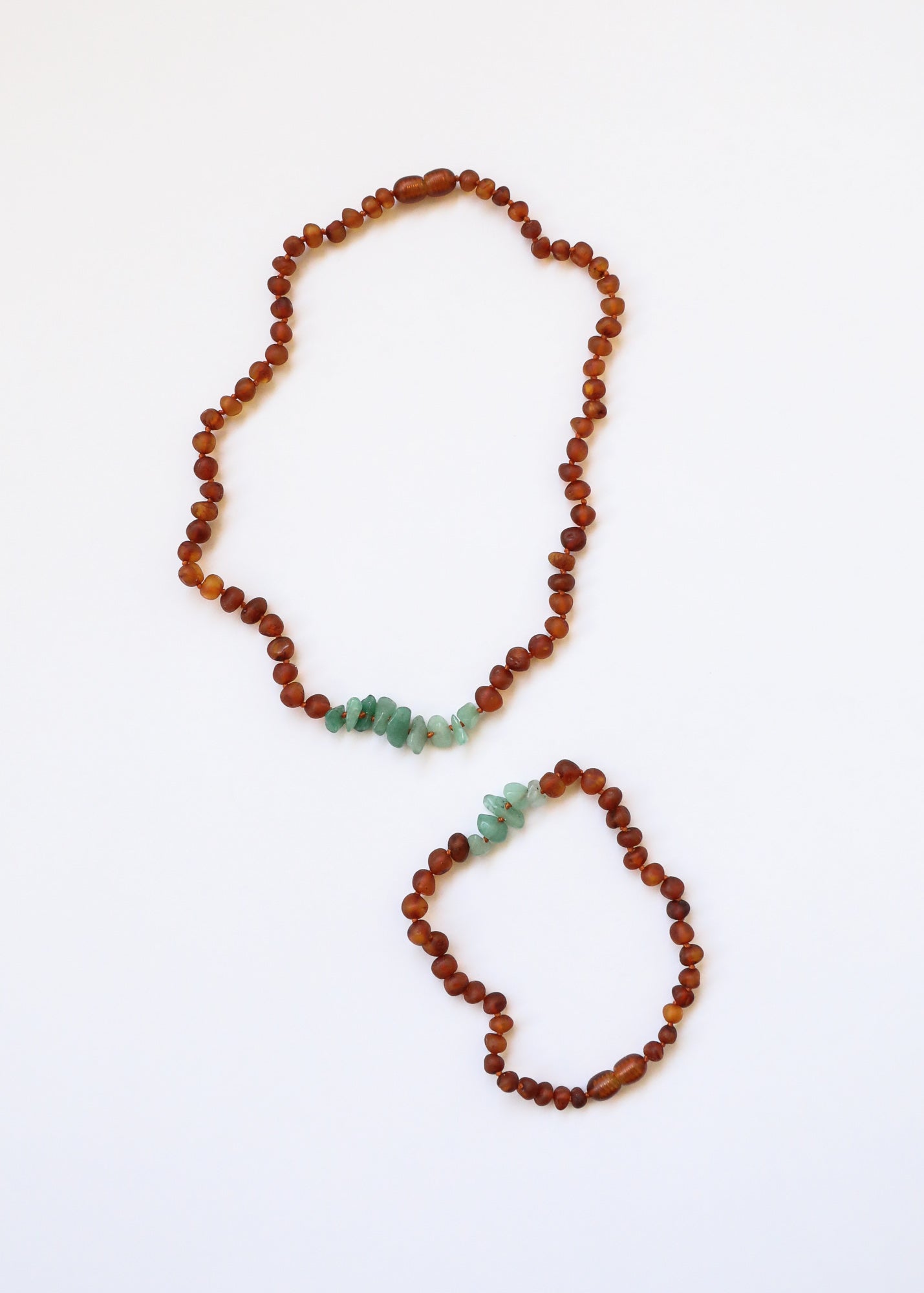 Collier en Ambre Cognac Brut de la Baltique et Aventurine