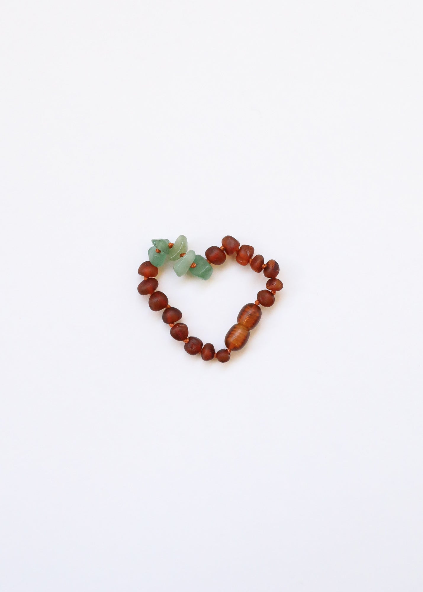 Bracelet ou anklet en ambre cognac brut de la mer Baltique et aventurine