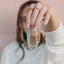 Pulsera elástica de piedras preciosas de aventurina y oro de 14 quilates