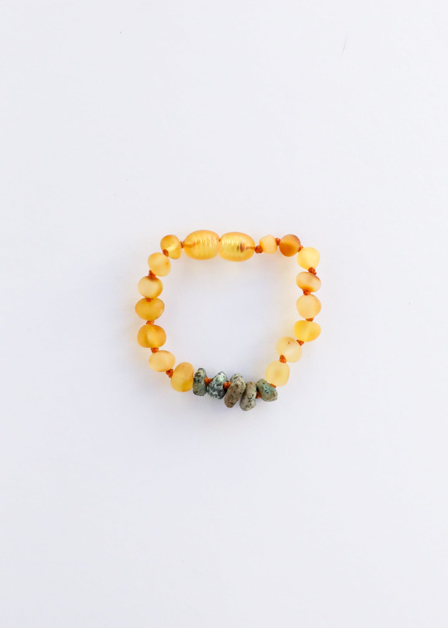 Bracelet/Anklet en Ambre Baltique Miel Brut et Jaspe Turquoise