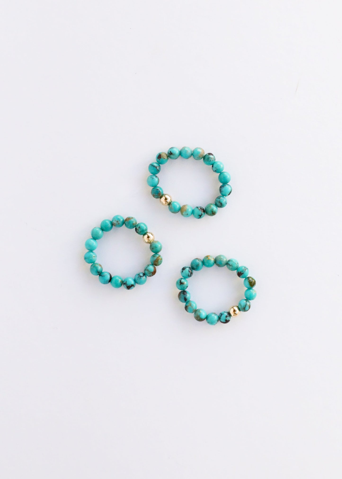 Ensemble de bagues en turquoise naturelle et ambre miel