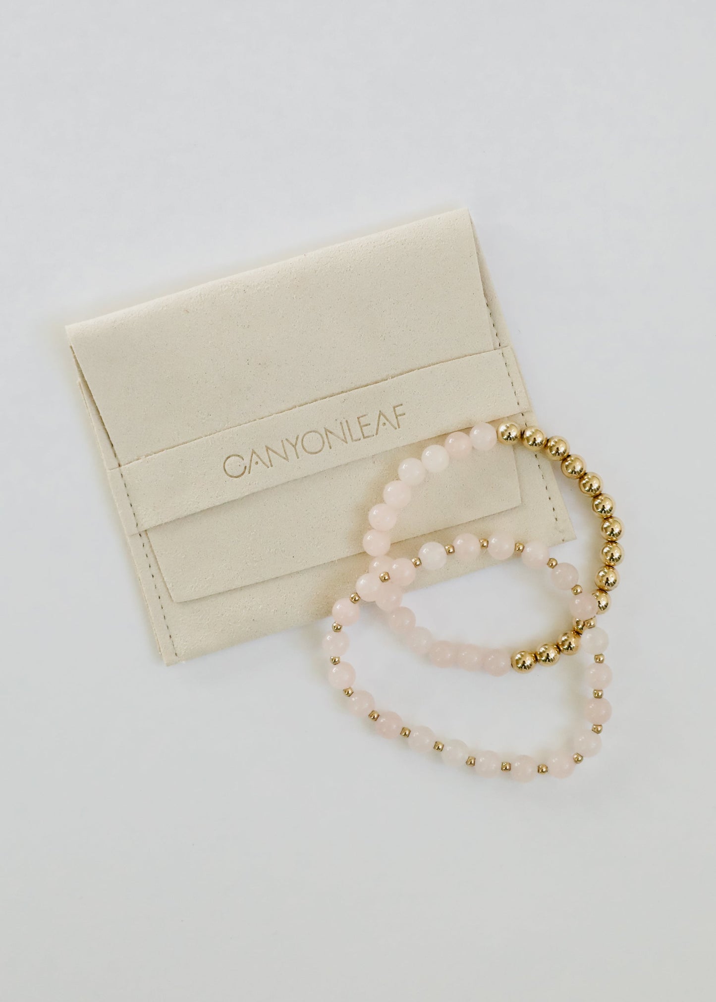 Bracelets en Quartz Rose et Or 14k Rempli Soleil + Lune
