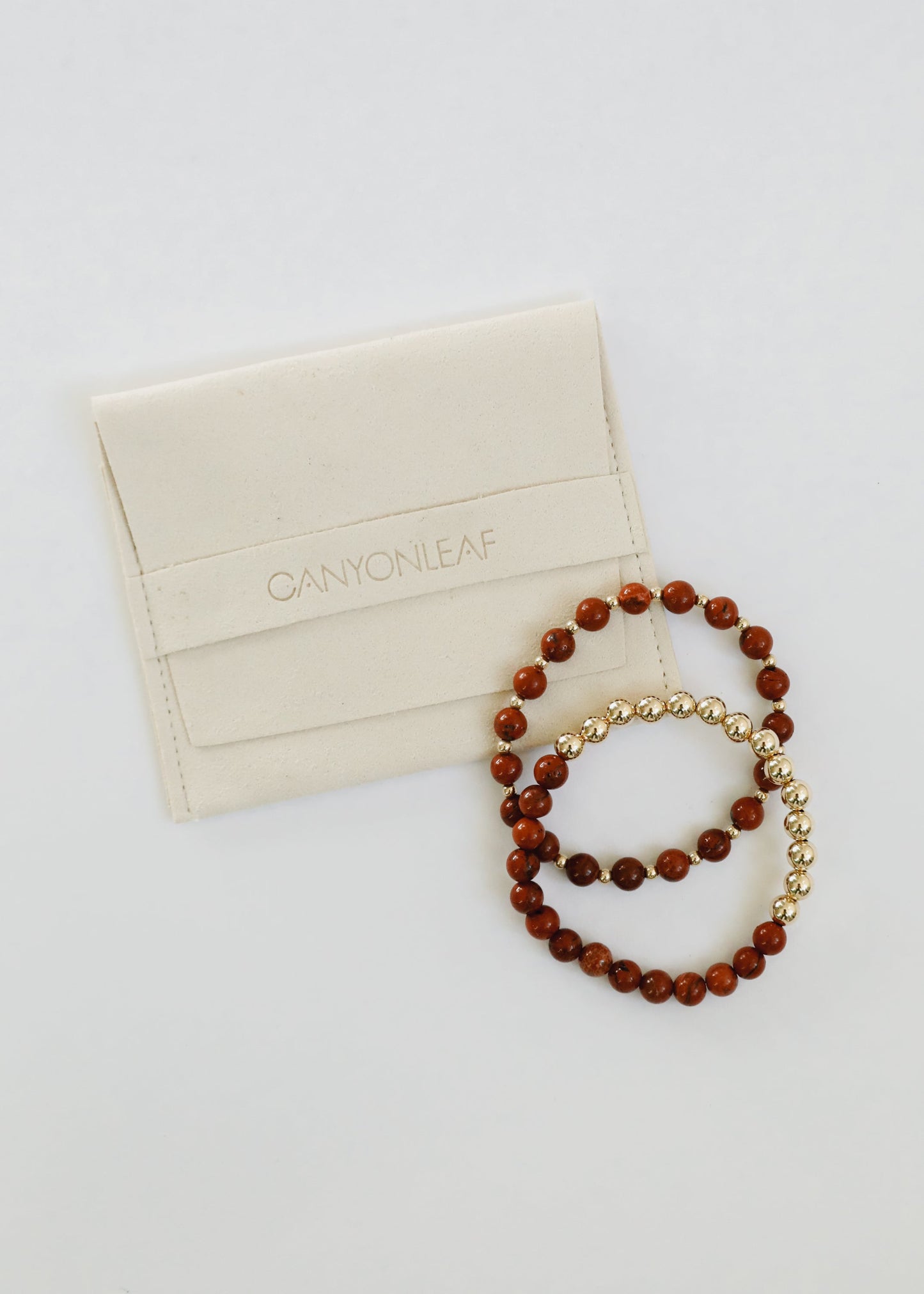 Red Jasper 14k Gold Filled Sun + Moon Stretch Bracelet