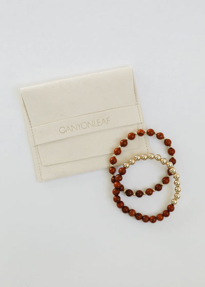 Red Jasper 14k Gold Filled Sun + Moon Stretch Bracelet