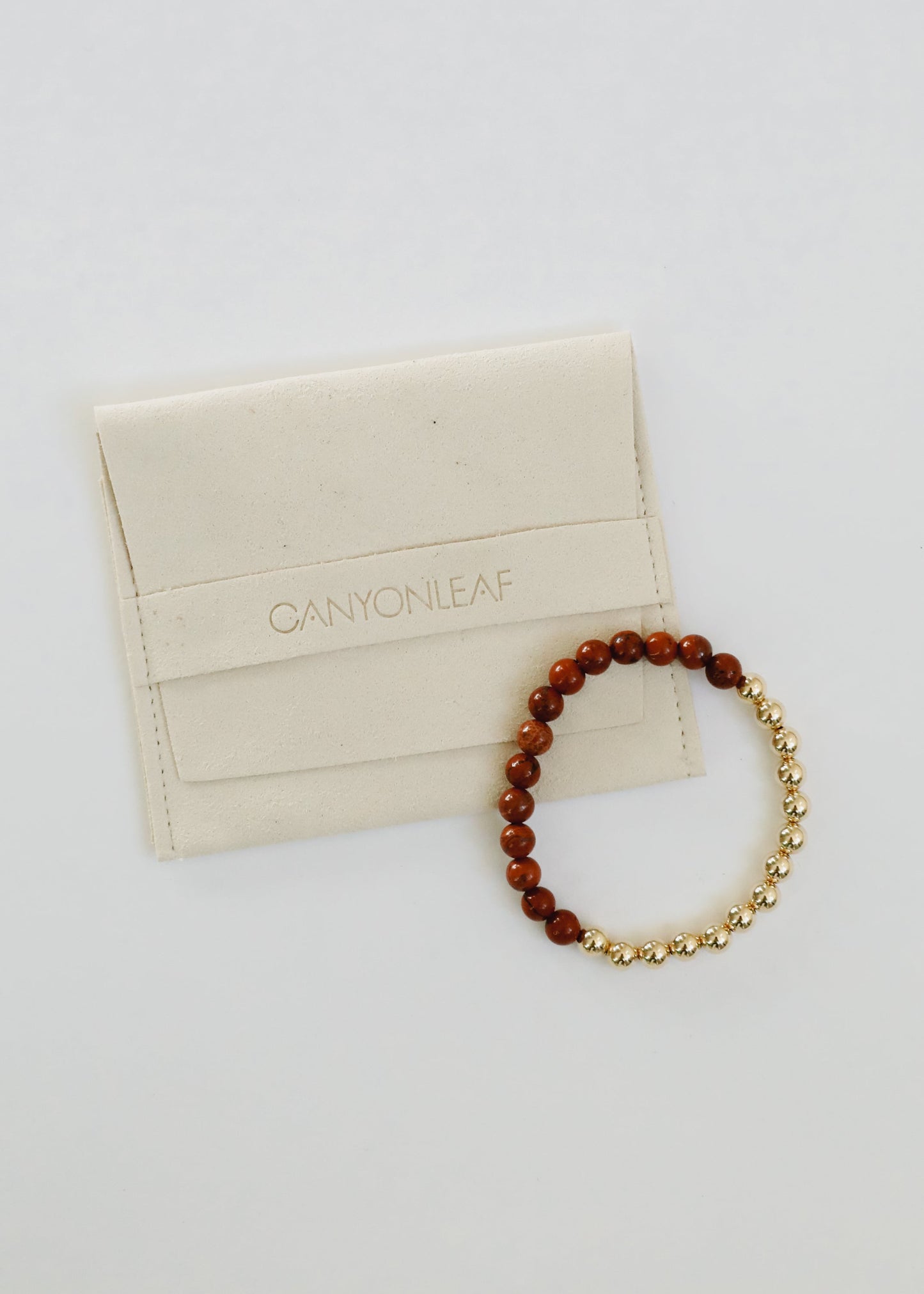 Red Jasper 14k Gold Filled Sun + Moon Stretch Bracelet